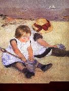 Mary Cassatt Children Playing on the Beach Spain oil painting artist